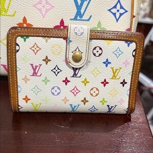 Louis Vuitton White Murakami Compact Monogram Wallet
